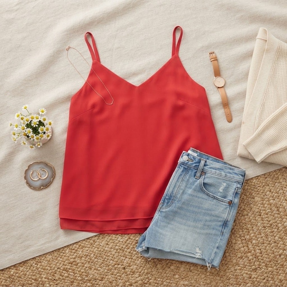 Torrid Red Chiffon Cami Tank Top V-Neck Adjustable Straps Size 2 Plus Size